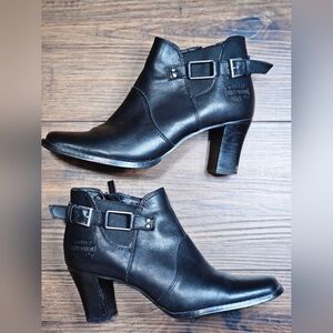 Harley Davidson Womens 6.5 Jonelle Black Leather Buckle Square Toe Ankle Boots